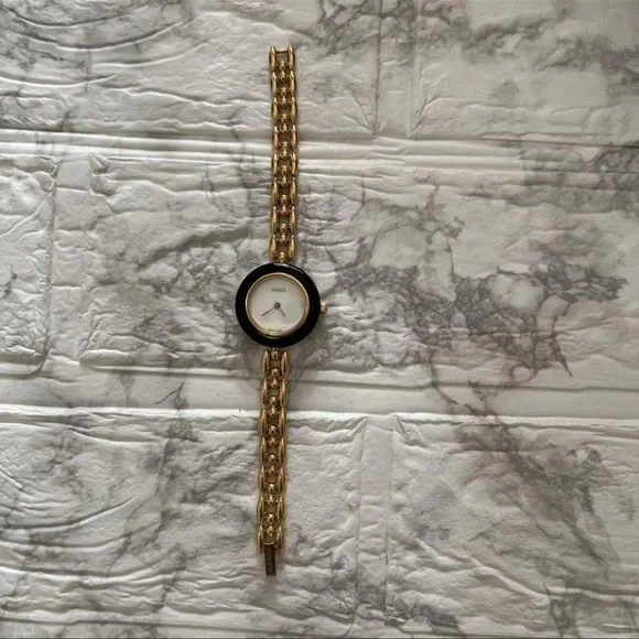 Gucci Italian Luxury 14k Gold plated GUCCI 14k Gold plated Italian Luxury Bracelet Watch with bezels main image 2